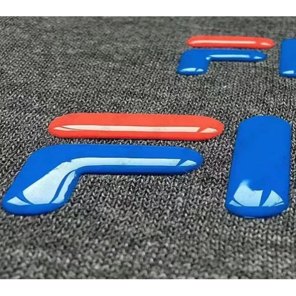 Quality 3D Embossed Shine Logo Iron-on Clothes Heat  Rubber Badge Silicone Heat Transfer Patch wholesale