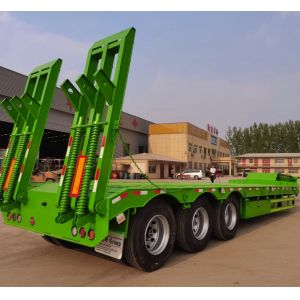 Front Loading Lowboy Trailer 4 axle 120ton Detachable Gooseneck Hydraulic