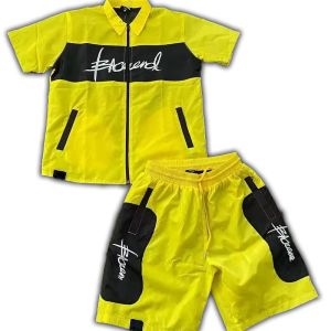 Custom Logo Nylon Polyester Polo Shirt 2 Piece Set Cargo Shorts Jogging Suit Men Tshirts Short Set Tracksuit for Men