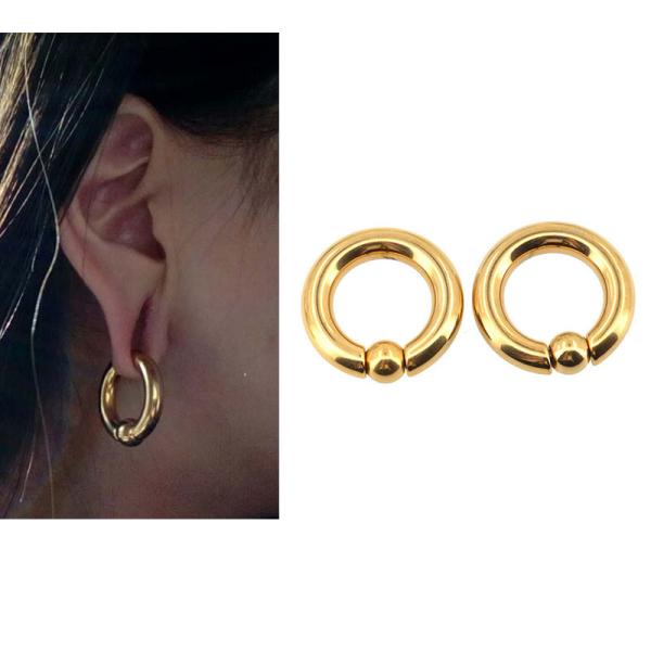 Quality BODY PUNK Piercing Earring Ring Ear Stretcher Expander Weights BCR Gold Captive Ball Closure Nose Septum Ring 2.5mm 4mm wholesale