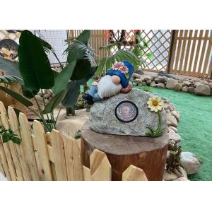 Unique Solar Magnesium Oxide Garden Statue Handmade Lifelike Gnome Stone