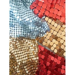 Chainmail Metal Mesh Curtain Silver Sequins SGS Cloth Material Plain Weave