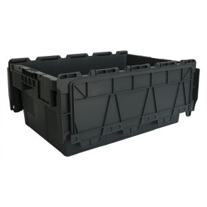 Collapsible Plastic Folding Crate Box With Lid Space Saving Storage Solution