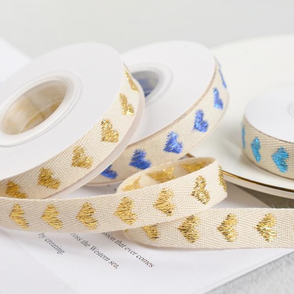 16mm*9m Heart Pattern Jacquard Cotton Ribbon For Clothing Accessories