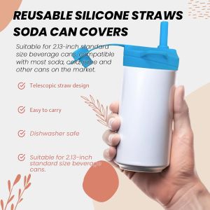 4 Pack Silicone Soda Can Lids With Straw, Soda Can Covers With Silicone Straw
