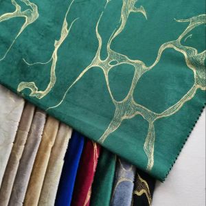 Bronze Floral Print Velvet Fabric Polyester With Knitted Technics Customized