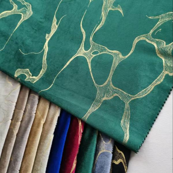 Bronze Floral Print Velvet Fabric Polyester With Knitted Technics Customized