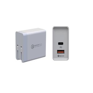 White USB C PD Chargers Foldable Portable 18W QC3.0 Wall Charger For Mobile