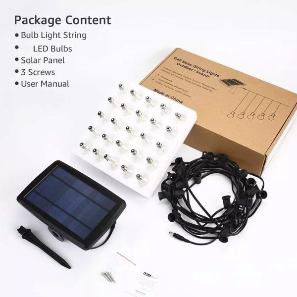 G40 LED Clear Globe Bulbs Solar Led String Fairy Light Outdoor Solar Globe Fairy Light Wedding Garland Lamp