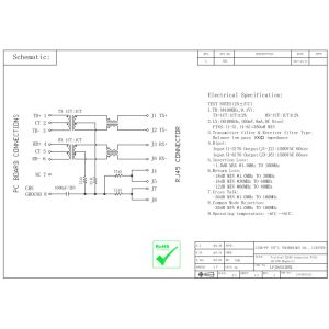 LPJD4012DNL , Vertical Entry Rj45 with Magnetic SI-16001-F 10/100Base-T