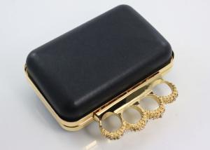 China Gold Knuckle Duster Rectangle Metal Purse Frame 18.5*9.5cm on sale