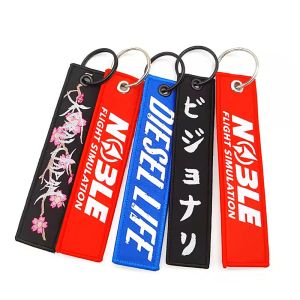 Customized Woven Keychain Aviation Key Tag Keychain Jet Tag with Big Ring