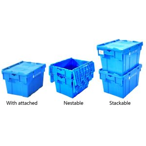 400x300x260mm Heavy Duty Nesting Crates Plastic Totes Warehouse Storage