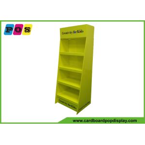 Yellow Printing Four Shelves Corrugated Paperboard Floor Display Rack for Kids