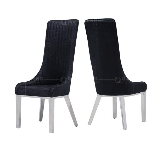Quality Mirror Silver 122cm SS Dining Chairs PU Black High Back Dining Chairs wholesale