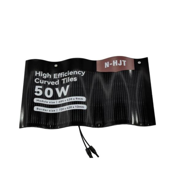 Quality 685*420*9mm Sun-shading Device 50W Curved Solar Tiles for Household Solar Power Energy System Sheet BIPV Solar Roof Tile wholesale