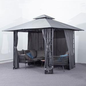 China Outdoor Waterproof Aluminum Pavilion Canopy Pergola Patio Sunroom Hardtop Garden Tent Gazebo on sale