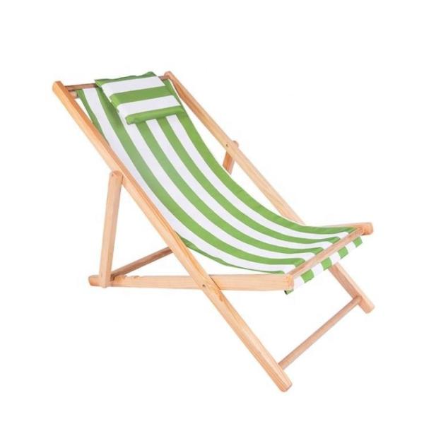 Quality General Outdoor Furniture Modern Design Adjustable Height Foldable Wooden Beach Chair with Pillow in Multi-color wholesale