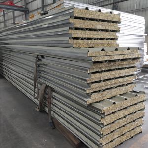 easy assemble strong 960mm rock wool sandwich panel with steel strip both side