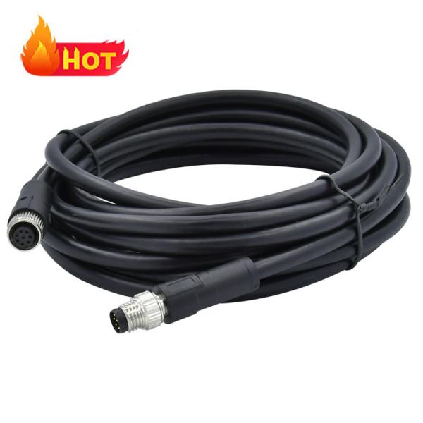 Quality Elbow / Straight M12 4 Pin Waterproof Cable Connector Male/Female wholesale