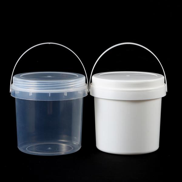 Clear Bucket With Lids - Plastic Food Storage Containers, Airtight Screw-On Lids - Freezer Safe Ice Cream Bucekts, Food Grade Reusable Containers For