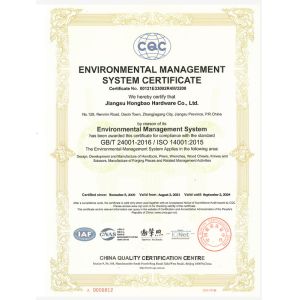 Jiangsu Hongbao Hardware Co.,Ltd Certifications