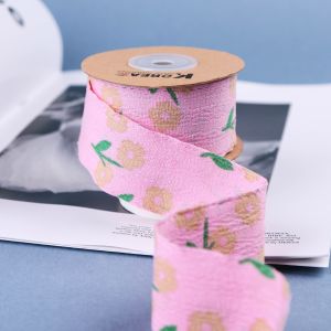 OEM Blossom Flower Art Printed Ribbon 40mm Custom Ribbon With Logo