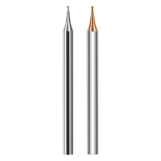 2-Flute Tungsten Carbide End Mill with 60° Flat Cutting Edge and nACo4 Coating for High Precision CNC Milling