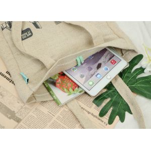 Natrual Cotton Jute Tote Bag With Hand Sewing And Elastic Band Closure Design