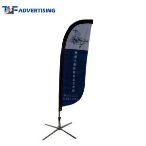 Single Side Outdoor Advertising Flags No Loose Edges Heavy Steel Base With