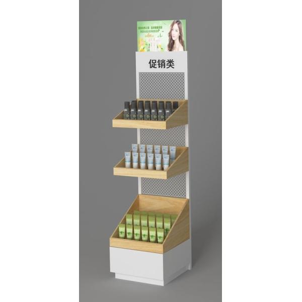Quality Vertical Wood Cosmetic Display Showcase , Modern Cosmetic Store Shelf wholesale