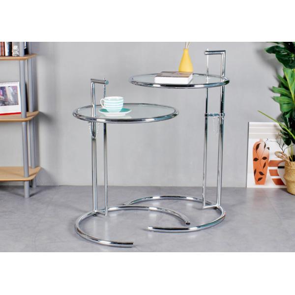 Quality 75cm Glass Top Nesting Coffee Tables Clear Adjustable Height Cocktail Table wholesale