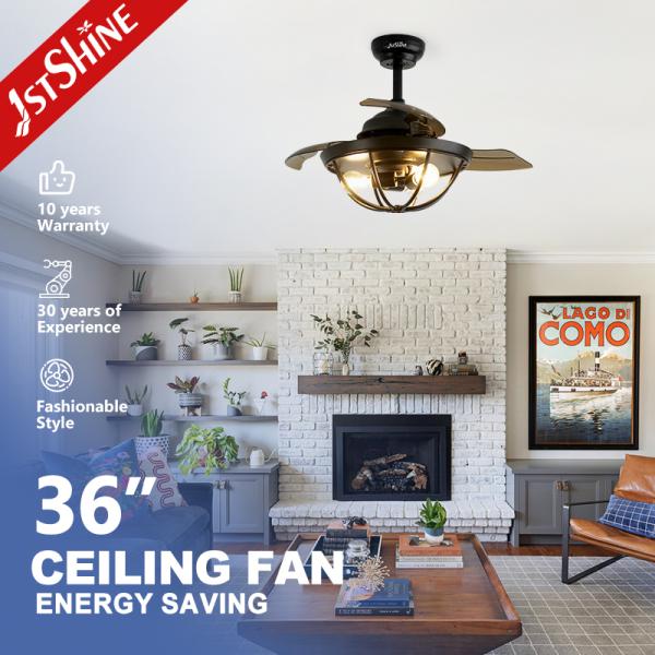 36 Inch Retractable Ceiling Fan Light with Remote Control and Space-Saving