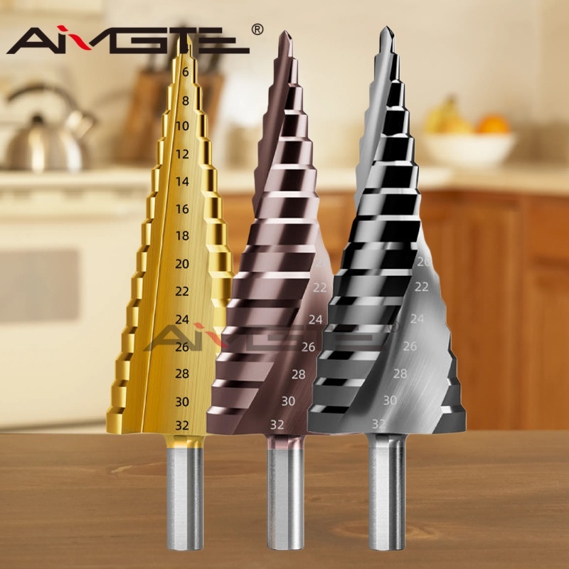 Spiral Straight Groove Step Drill Bit with Titanium HSS and 1-20mm Diameter for