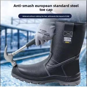 High Top Security Work Boots with Steel Plate Midsole and PU Injection Sole for
