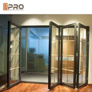 Horizontal Aluminum Folding Doors For Kitchen With Double Tempered Glass folding