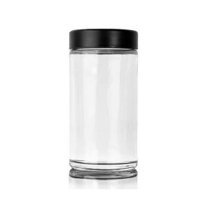 China Child Resistant Glass Concentrate Jars 18oz Glass Jars Black Cap Wide Mouth Glass Jar on sale