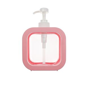 China Plastic Pink - Shelled, Transparent - Bodied 500ml Screw - Type Press Lotion Bottle With Refillable Dispenser on sale