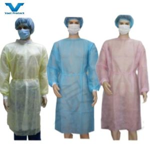 Soft Anti Static SMS/PP/PP PE Isolation Gowns Adequate Supply in Blue Logo