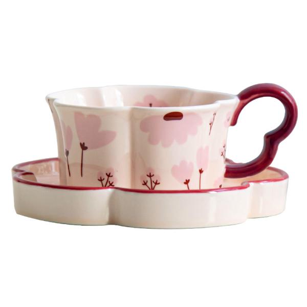 Quality 210ml Volume Fresh Style Exquisite Flower Shaped Cups And Saucers For End Coffee wholesale