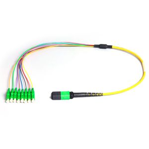 MPO to LC breakout cable,10G OM3 50/125um mpo male to 12 x LC fan-out ribbon mpo