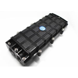 Black Plastic Fiber Optic Closure , H011 Inline Type 4 Port Joint Closure Fiber