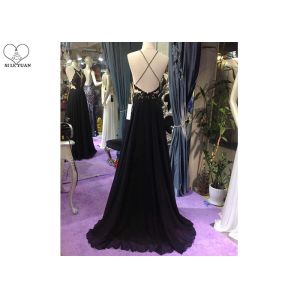 Backless A Line Ball Gown White Black Color Hanging Neck Chiffon Lace Beading