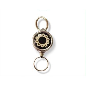 32mm Retractable Metal ID Badge Reel , Yoyo Key Holder With Dome Epoxy Sticker