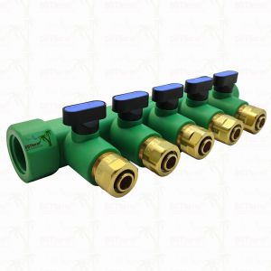 PPR Blue Manifolds With Ball Valve 5 Ways Manifolds Customized Color and Logo