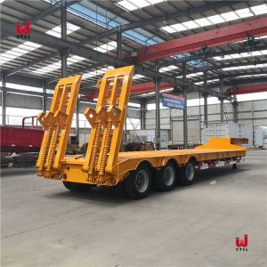 China 3 Axles 60t Heavy Equipment Hauling Trailers/Low Bed Trailer Transporter on sale