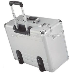 Cheap Aluminium Skinned Business Pilot Case 17&quot; Laptop compartment with wheels KL-TC152 for sale