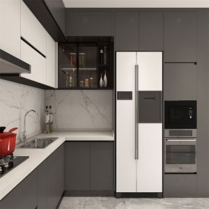 Transform Your Kitchen with Customizable Gray Wood Cabinets and MDF Doors from