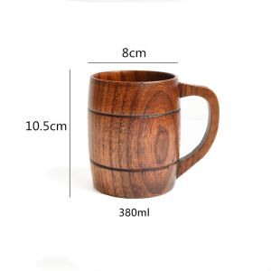 China Wooden Drinking Cups Retro Belly Beer Mugs with handle 6.5cm 8cm Diameter on sale