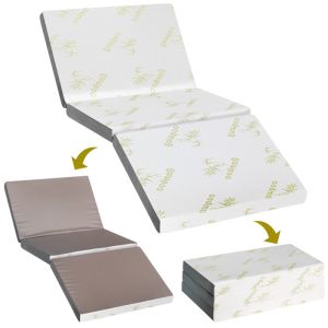 Tri Fold Design Charcoal Foam Mattress With Bamboo Fiber Fabric